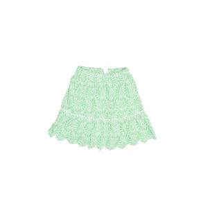 NEW LOFT Women's Green Eyelet Embroidered Scallop Hem Mini Skirt Regular Size S